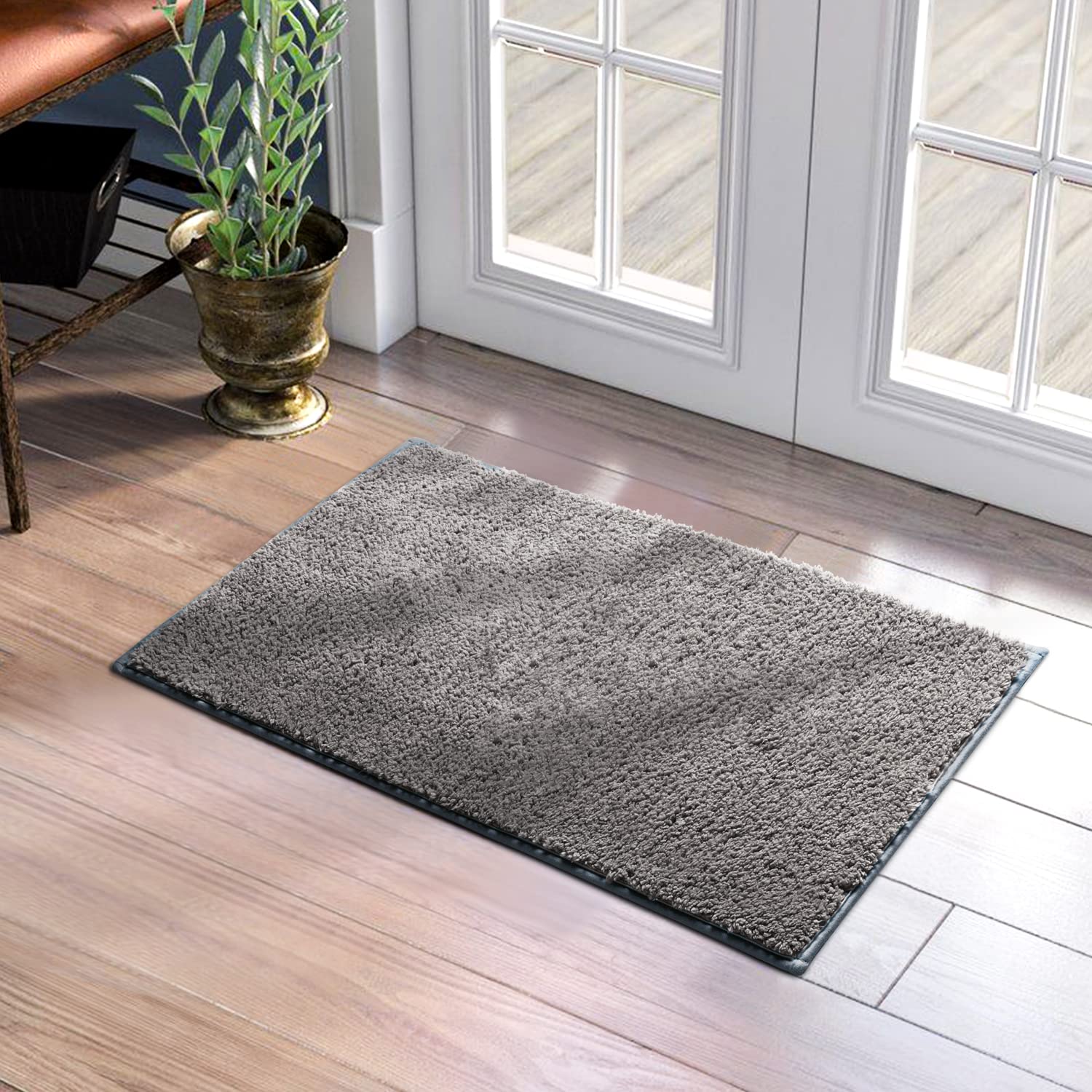 Homeideas Indoor Door Mat Doormat, 17'X29' Front Door Mats Indoor For Home Entrance, Absorbent Washable Non Slip Floor Rugs For Entryway, Low Profile Dirt Trapper Inside Back Door Mats, Grey