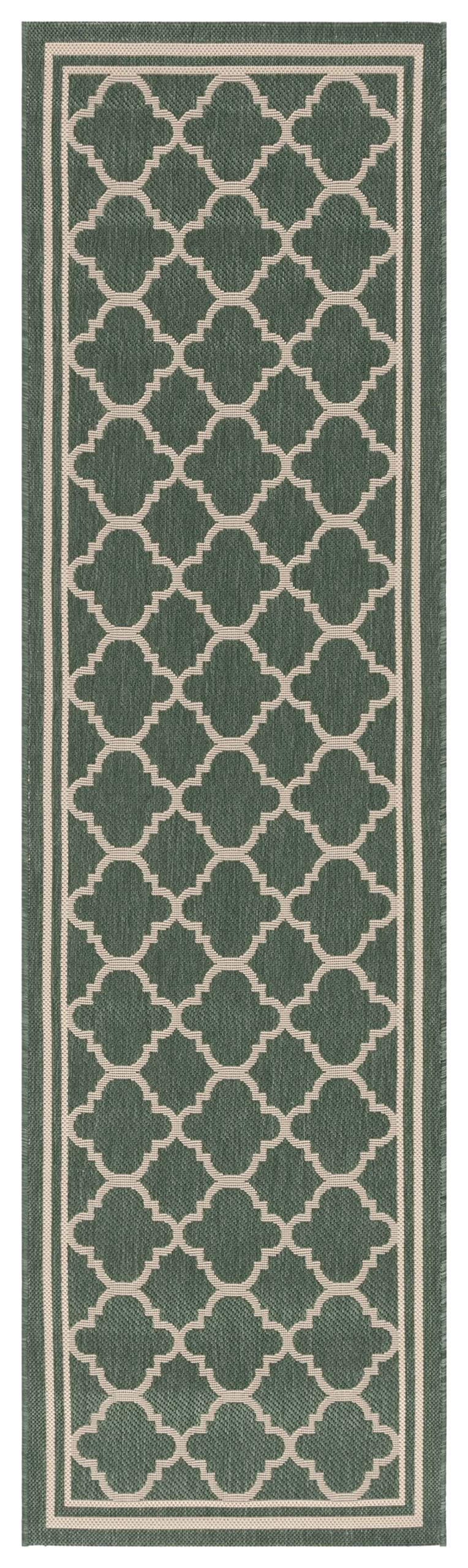 Safavieh Courtyard Collection Runner Rug - 2'3' X 10', Dark Green & Beige, Trellis Design, Non-Shedding & Easy Care, Indoor/Outdoor & Washable-Ideal For Patio, Backyard, Mudroom (Cy6918-322)