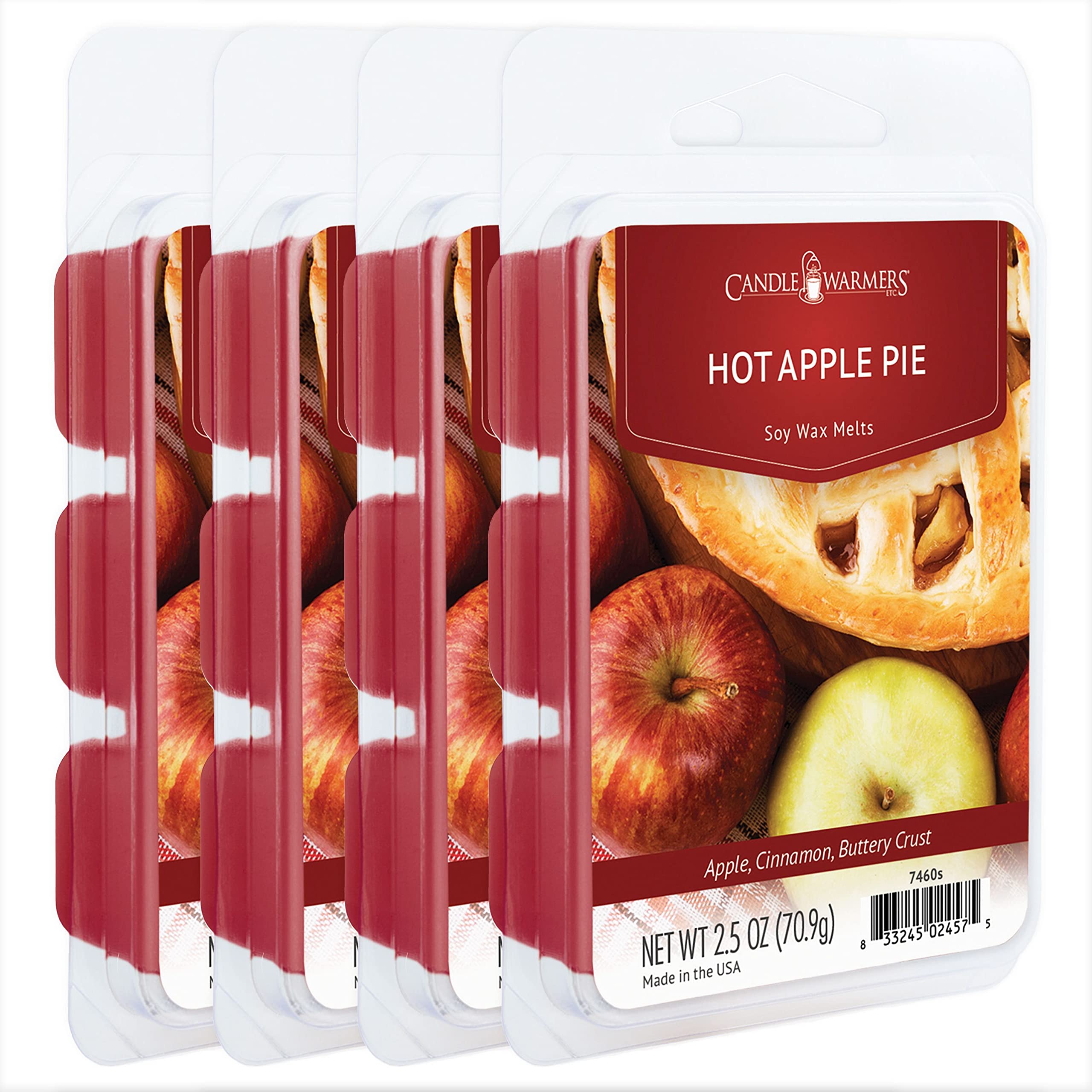 Candle Warmers Etc Classic Wax Melts 2.5oz, Hot Apple Pie Fragrance (4-Pack) - Each Pack has x4 2.5 oz Wax Melts and 30 Hours of