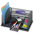 Safco Products 3252Bl Onyx Mesh Desktop Organizer With 3 Drawers, Black 16' X 11.4' X 8'
