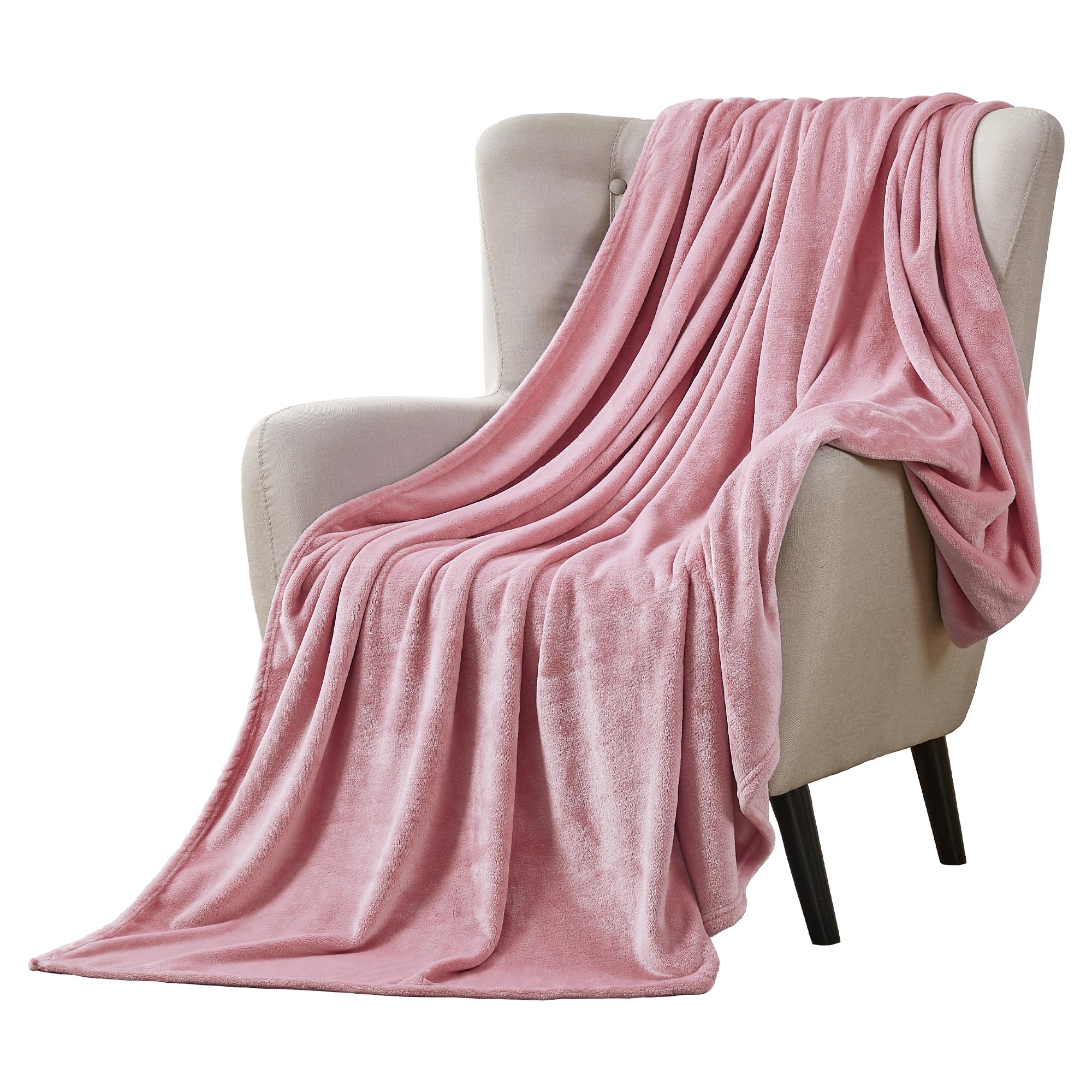 Walensee Fleece Blanket Plush Throw Fuzzy Lightweight (King Size 108X90 Blush) Super Soft Microfiber Flannel Blankets For Couch,