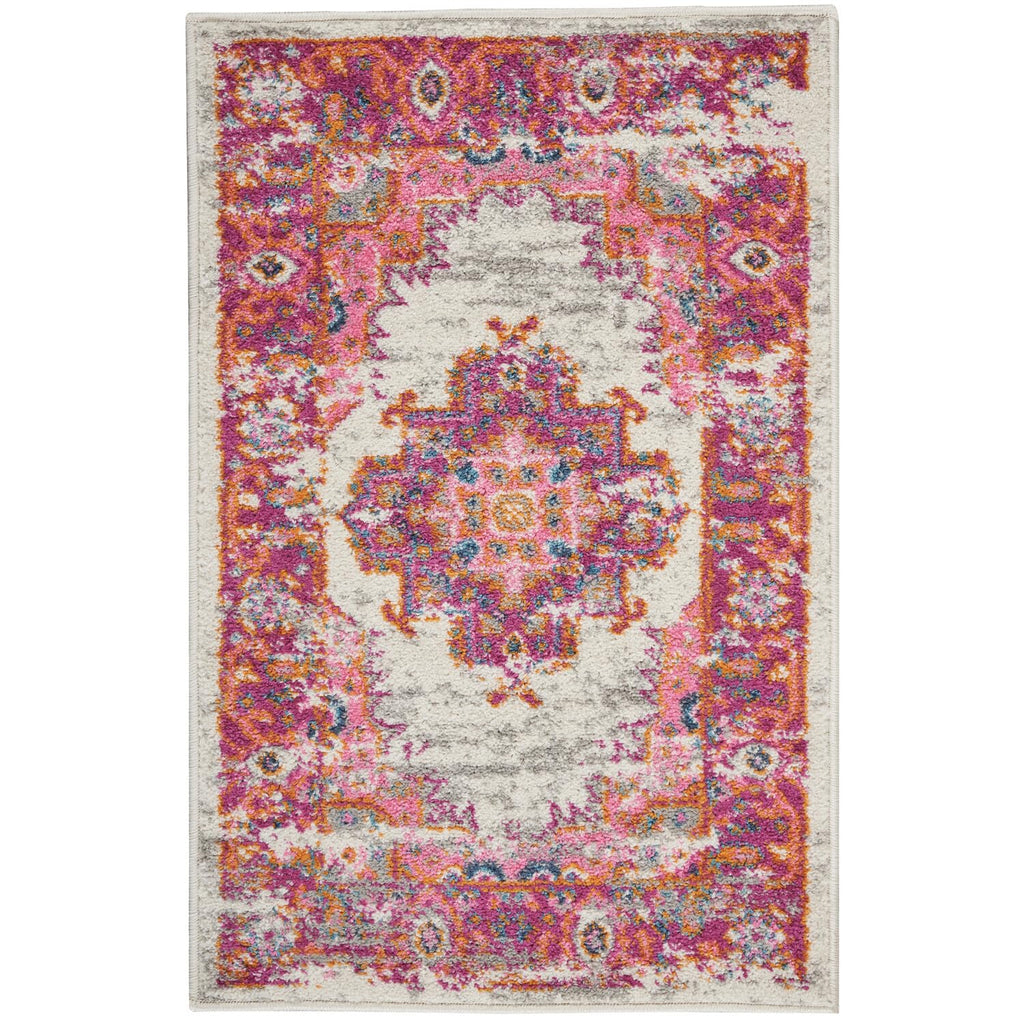 Nourison Passion Ivory/Fuchsia 12' x 15' Area-Rug, Boho, Traditional, Easy-Cleaning, Non Shedding, Bed Room, Living Room, Hallwa