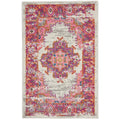 Nourison Passion Ivory/Fuchsia 12' x 15' Area-Rug, Boho, Traditional, Easy-Cleaning, Non Shedding, Bed Room, Living Room, Hallwa