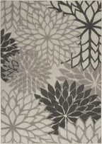 Nourison Aloha Indoor/Outdoor Floral Silver Grey 3'6' X 5'6' Area Rug, (4' X 6')