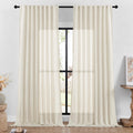 DaysU Linen Curtains 108 Inches Long 2 Panels Set for Bedroom/Living Room, Ivory Semi Sheer Farmhouse Curtains, Rod Pocket Hook 