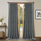 Stangh Velvet Curtains 120 Inches Long - Light Grey Blackout Window Curtains Back Tab Top Drapes Sliding Door Light Blocking The