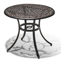 Nuu Garden 36 Inch Patio Dining Table With Umbrella Hole, Outdoor Cast Aluminum Bistro Table, Black With Antique Bronze At The Edge