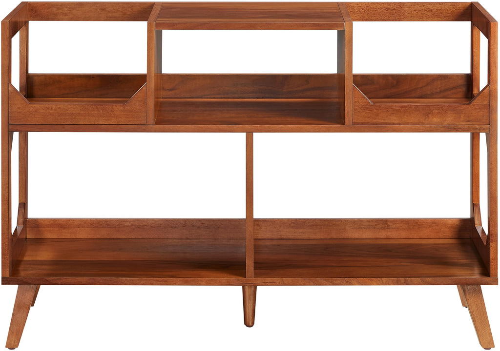 Crosley Furniture Asheville Mid-Century Modern Media Console Record Player Stand, Storage for Vinyl Records, Walnut, Large