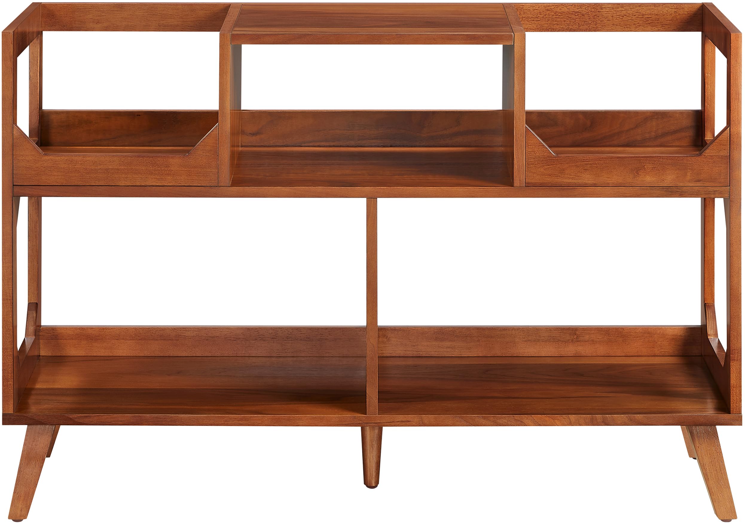 Crosley Furniture Asheville Mid-Century Modern Media Console Record Player Stand, Storage for Vinyl Records, Walnut, Large