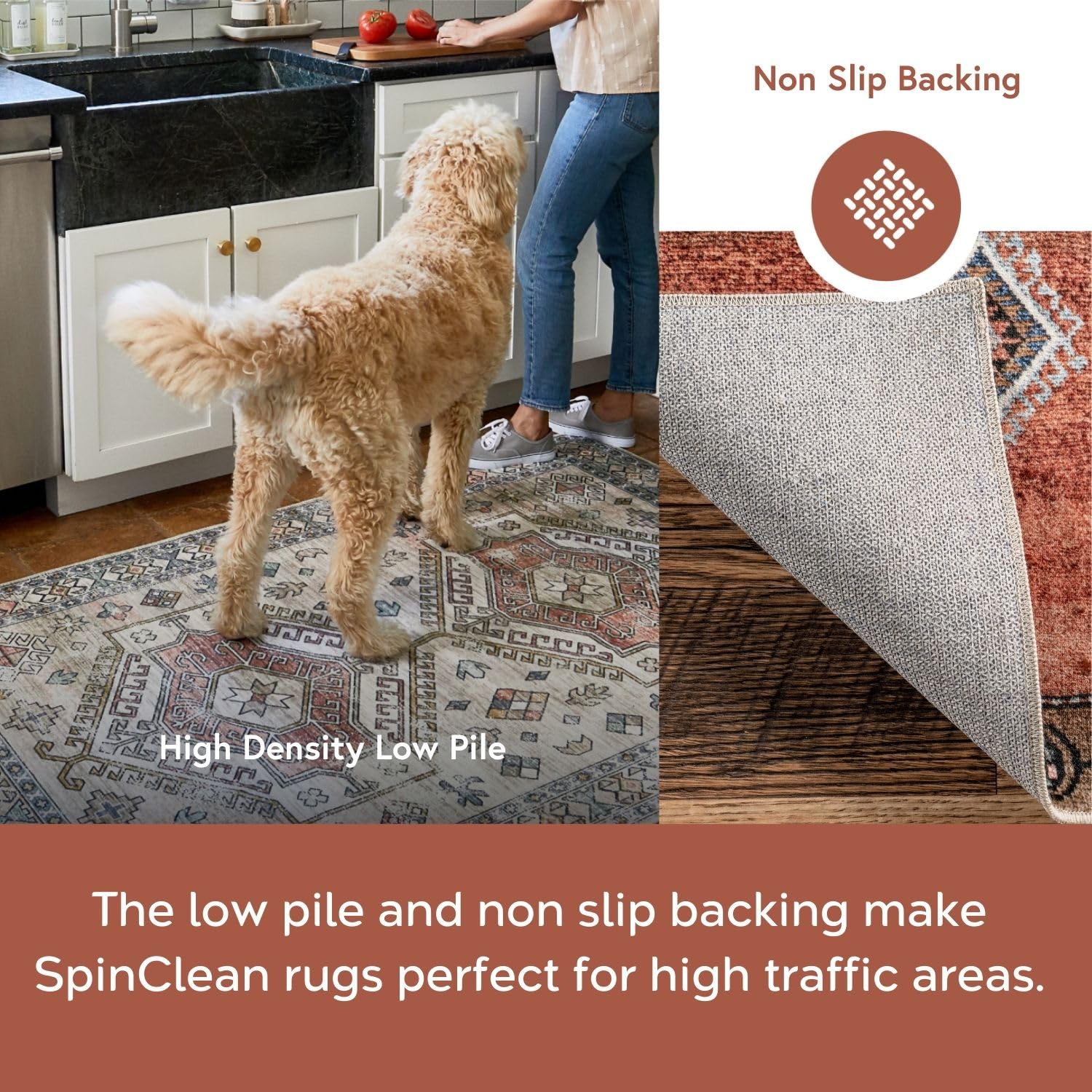 Nuloom 3' X 5' Spinclean Machine Washable Stain-Resistant Area Rug With Non Slip Backing, Low Profile For Living Room, Bedroom, And Dining Room, Carmina White Multicolor