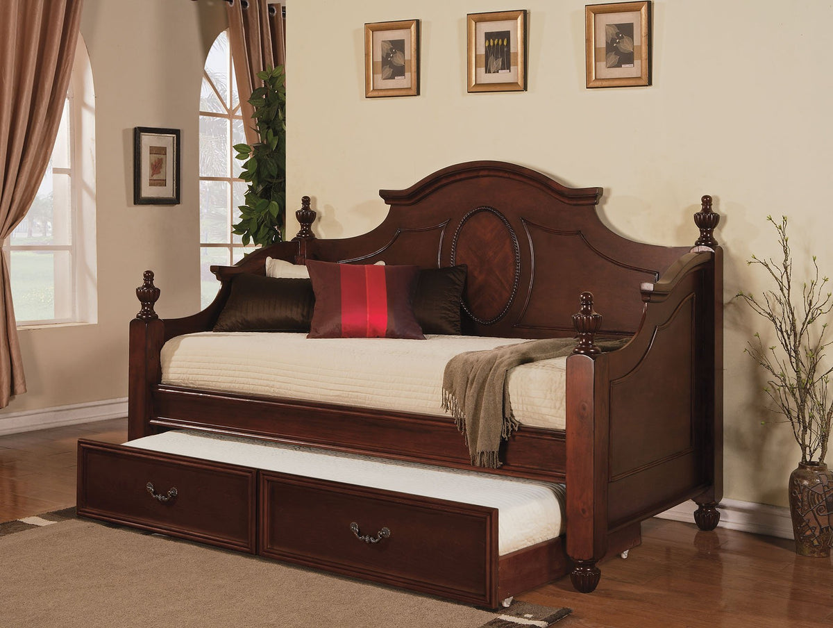 HomeRoots 77' X 41' X 12' Twin Cherry Pine Wood Optional Trundle (Not a Full Bed)