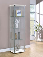 Coaster Home Furnishings Bellatrix 4-Shelf Clear Glass Curio Cabinet White 951072