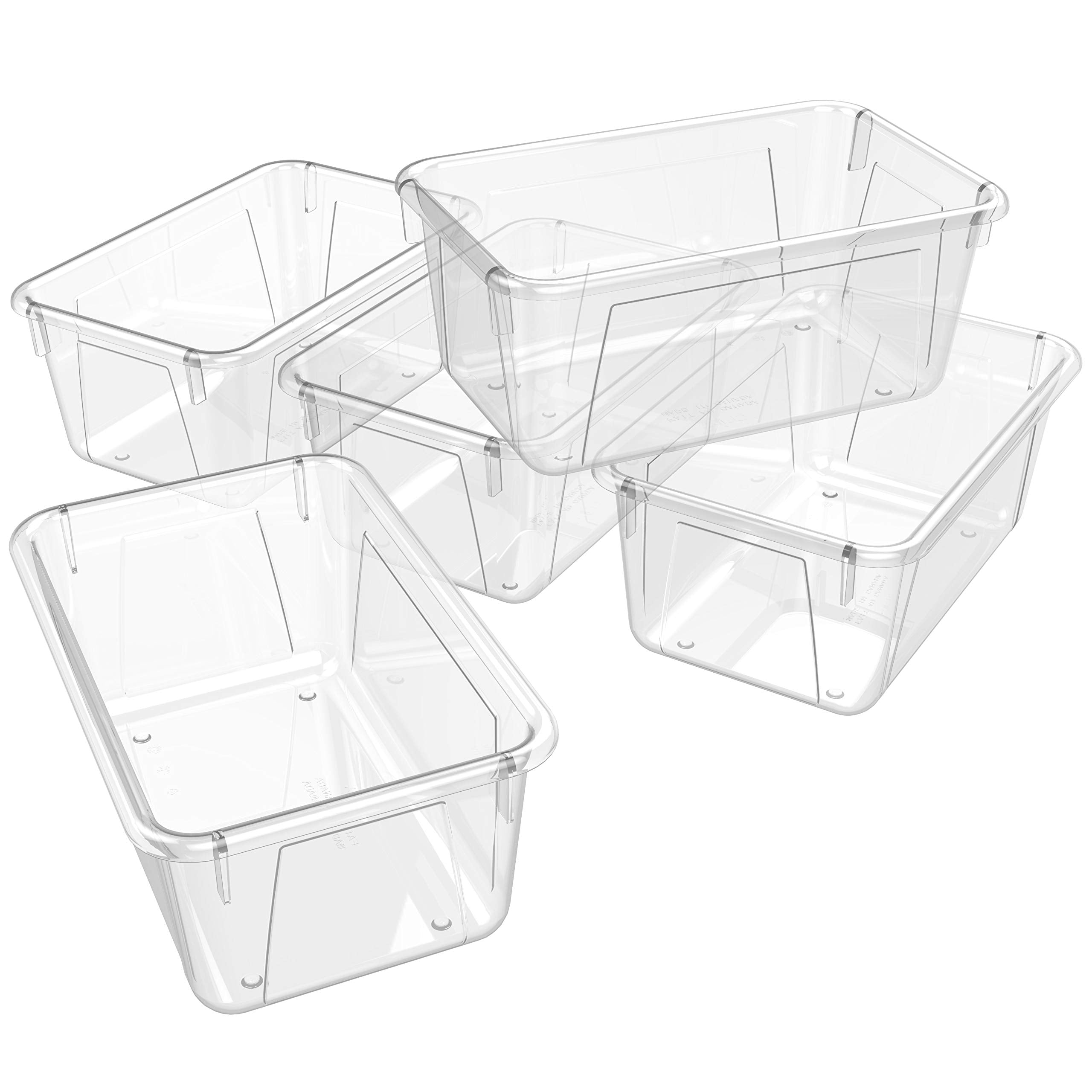 Storex Small Cubby Bin, 12.2 x 7.8 x 5.1 Inches, Clear, 5-Pack (62464U05C)