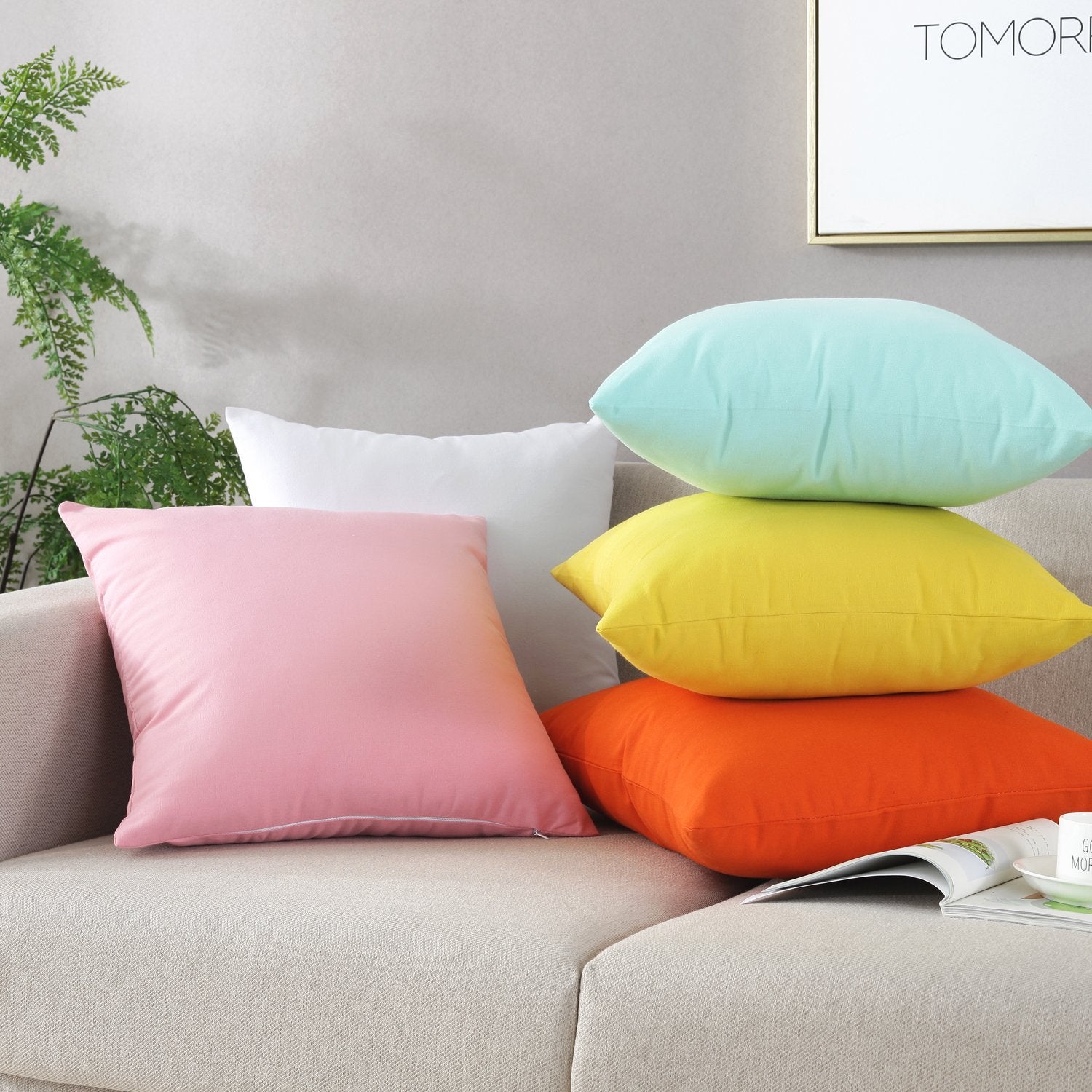 Taoson 100% Cotton Canvas Home Decorative Square Throw Pillow Cover Cushion Covers Pillowcase, Home Decor Decorations For Sofa C