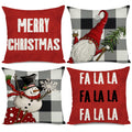 Artmag Christmas Decorations Pillow Covers 24X24 Set Of 4, Decorative Farmhouse Gnome Snowman Merry Christmas Pillow Cover Shams