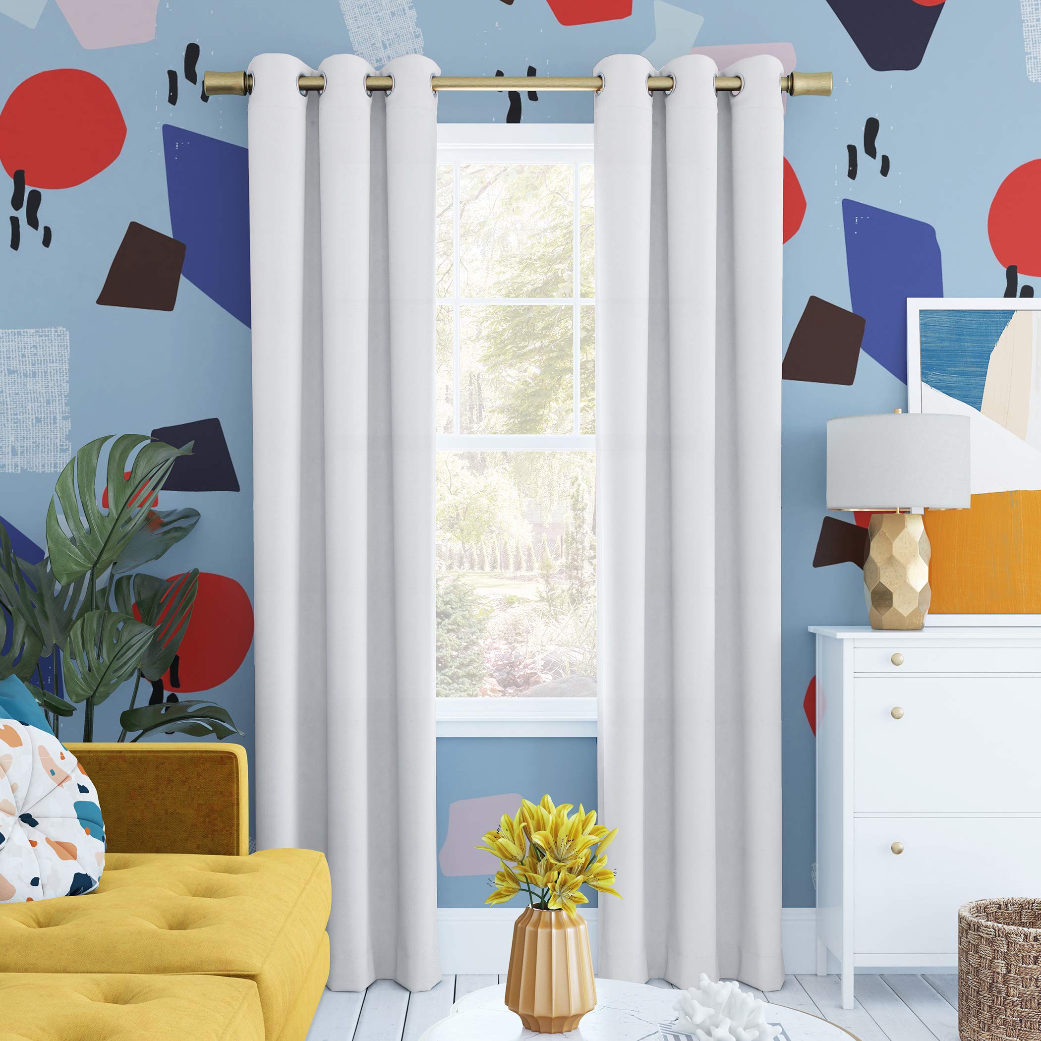 Sun Zero Halton Bright Vibes Total Blackout Grommet Curtain Panel, 40 x 96, White