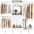 Unikito 48 W - 96    W Closet Organizer, 8FT Walk in Closet Systems Starter Kit with 25    Tower and 3 Extendable Hanging Rods, 