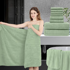 Jessy Home 8 Piece Bath Towel Set |2 Oversized Large Bath Sheet,2 Hand Towels,4 Washcloths| Soft Luxury Towel Set for Bathroom H