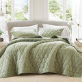 Comfort Spaces Queen Quilt Set Modern Reversible Ogee Coverlet Queen Bedding Set Cozy Quilted Winter Layer, All Season Lightweig