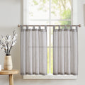 Jinchan Kitchen Curtains Linen Striped Tier Curtains 36 Inch Length Ticking Stripe Cafe Curtains Pinstripe Farmhouse Small Window Curtains Tab Top For Living Room Bathroom Rv 2 Panels Black On Beige