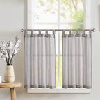 Jinchan Kitchen Curtains Linen Striped Tier Curtains 36 Inch Length Ticking Stripe Cafe Curtains Pinstripe Farmhouse Small Window Curtains Tab Top For Living Room Bathroom Rv 2 Panels Black On Beige