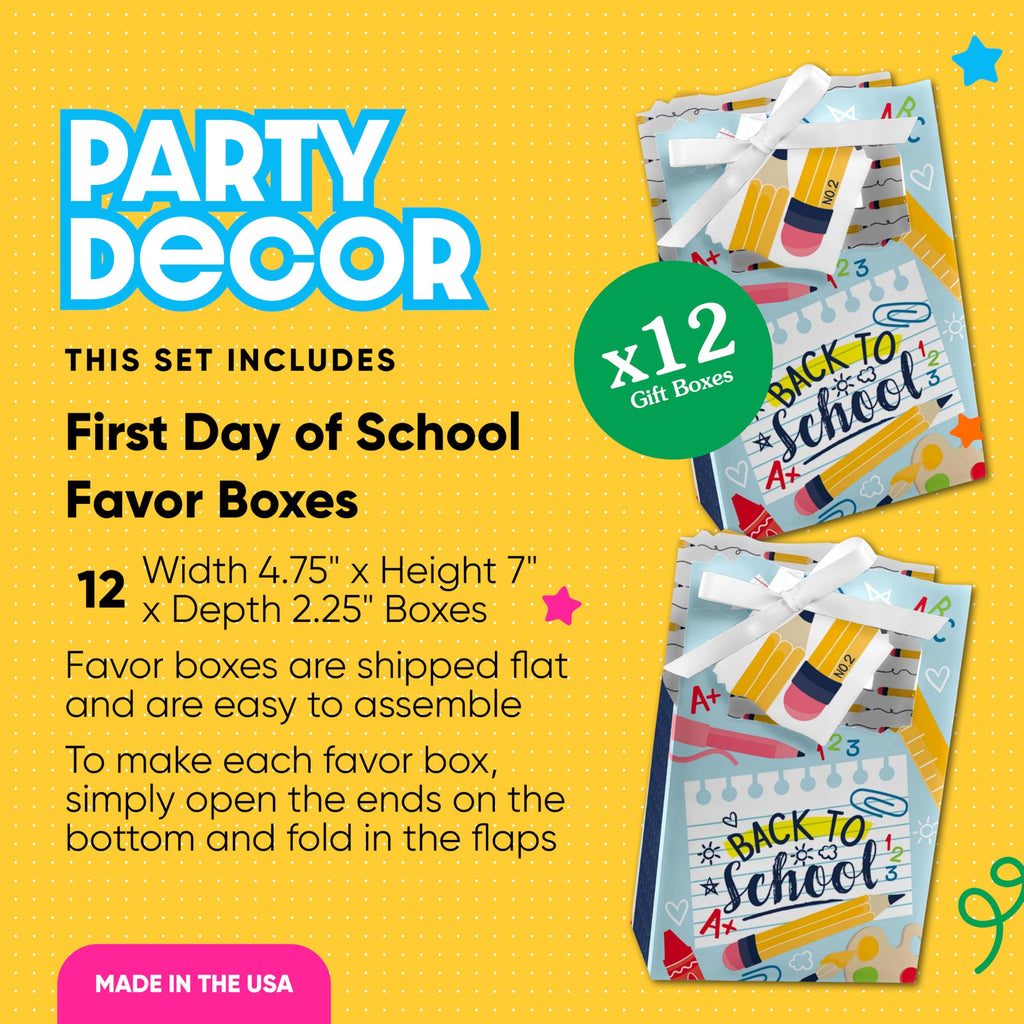 Big Dot Of Happiness Back To School - First Day Of School Classroom Decorations And Favor Boxes - Set Of 12