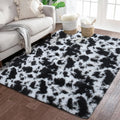 YUFANUHO Luxury Milk Cow Print Rug 6x9 Feet, Cute Cow Rugs for Living Room Bedroom, Fluffy White Black Cow Carpet 6x9 Ft, Animal