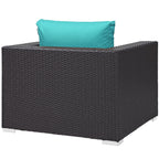 Modway Convene Wicker Rattan Outdoor Patio Armchair in Espresso Turquoise
