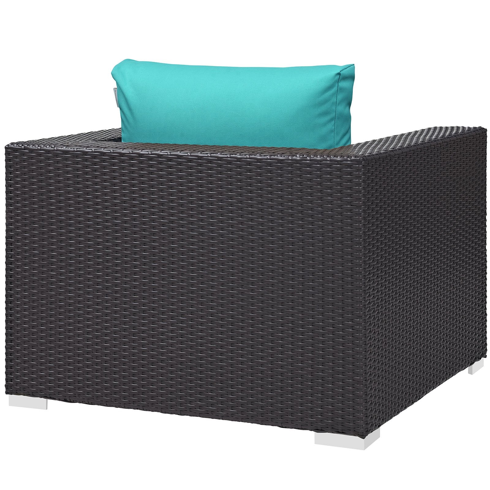 Modway Convene Wicker Rattan Outdoor Patio Armchair in Espresso Turquoise