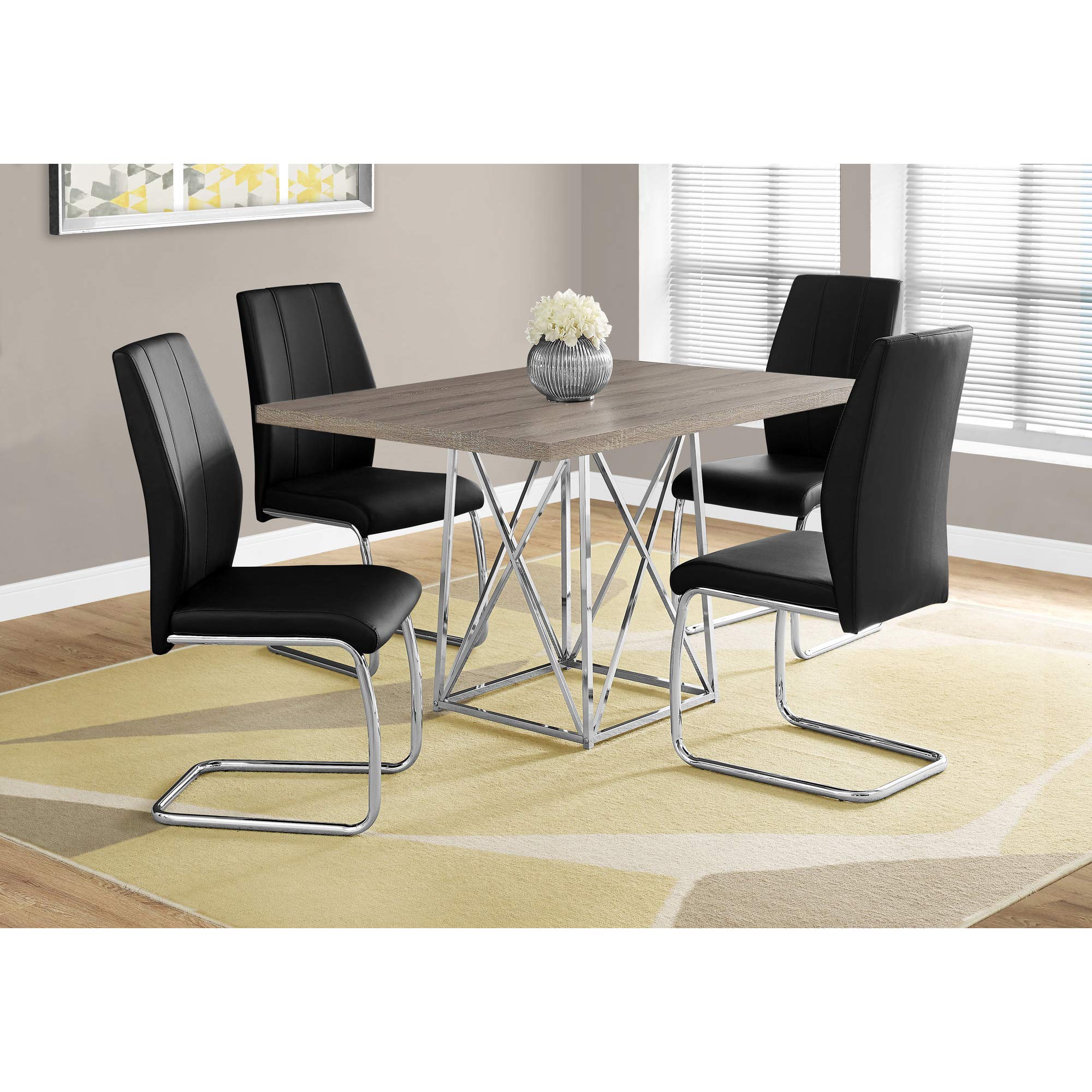 Monarch Specialties I Dining Table Metal Base, 36&quot; X 48&quot;, Dark Taupe/Chrome