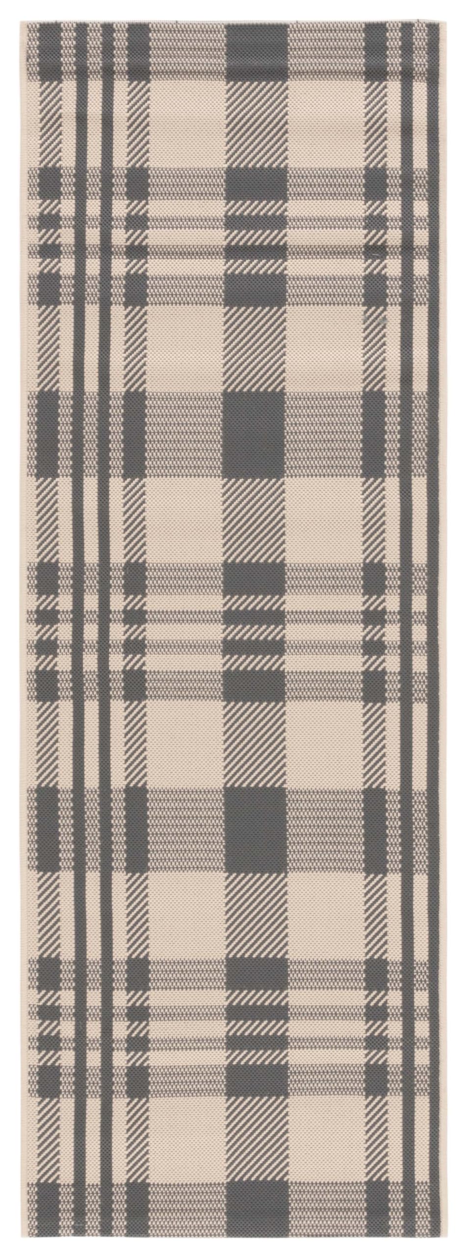 SAFAVIEH Courtyard Collection 23 x 67 Grey/Bone CY6201 Plaid Indoor/ Outside Waterproof Easy cleansingPatio Backyard Mudroom R