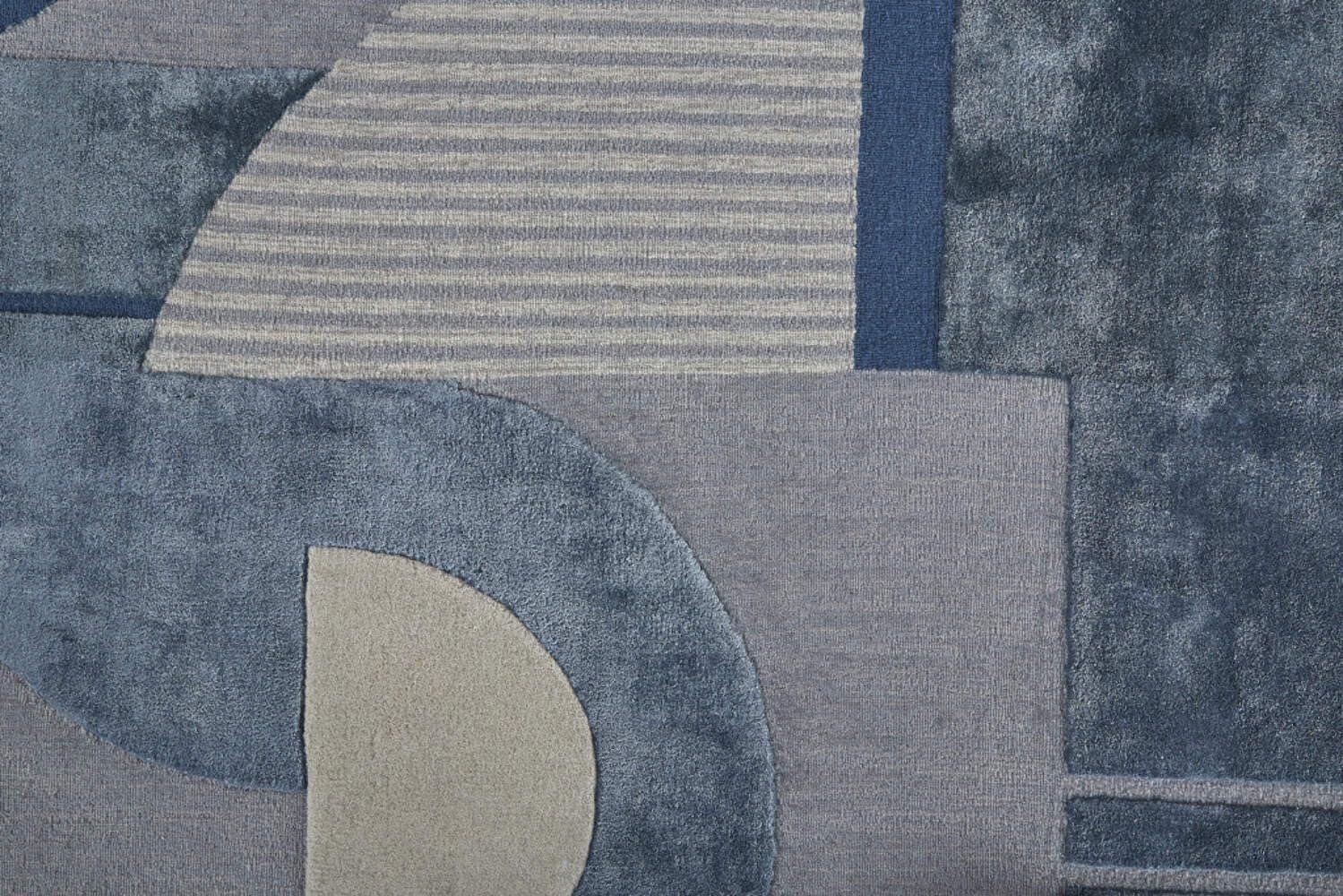 HomeRoots 515327 8 x 10 ft. Blue Ivory & Gray Wool Striped Hand Tufted Handmade Rectangle Area Rug
