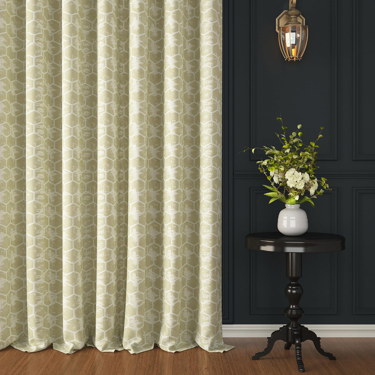 Story@Home Long Door Curtains 9 Feet Long Set Of 1 | Room Darkening Curtain | Hexagon Hive Printed | Thermal Insulated Curtain F