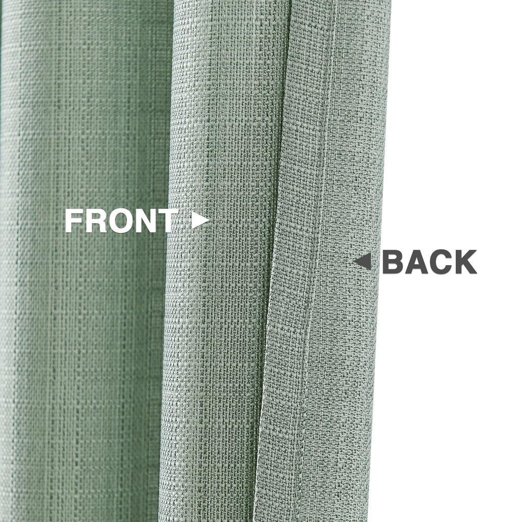 Jinchan Linen Textured Curtains 96 Inches Long Curtains For Living Room Heathered Green Curtains Grommet Top Light Filtering Dra