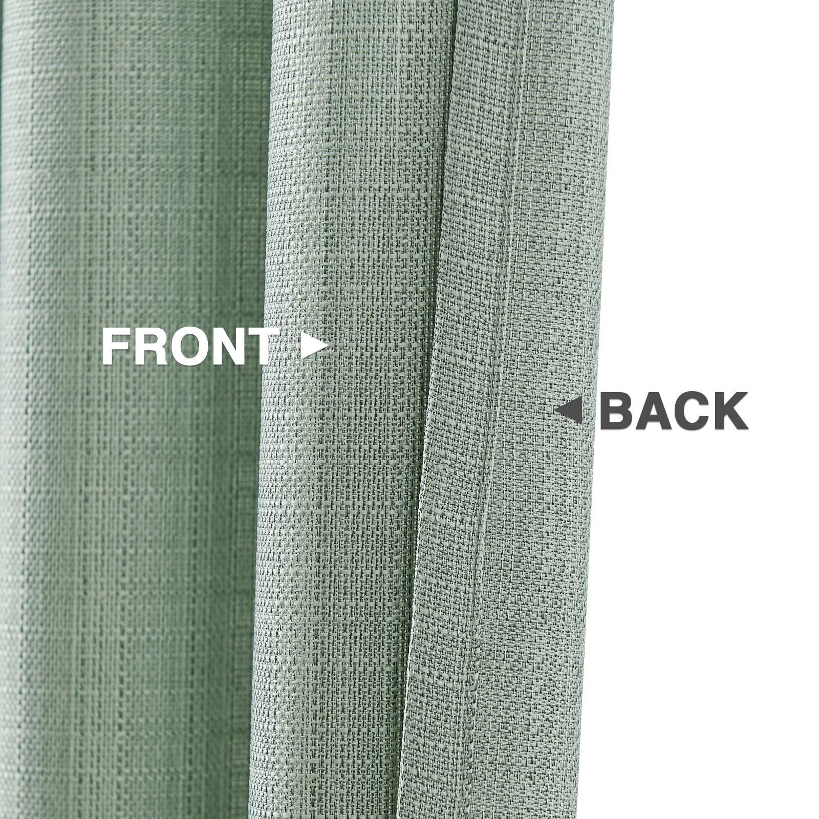 Jinchan Linen Textured Curtains 96 Inches Long Curtains For Living Room Heathered Green Curtains Grommet Top Light Filtering Dra