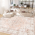 CAPALOCA Machine Washable 9x12 Area Rugs for Living Room Vintage Rugs Carpet Rugs Non Slip Low Pile Water Repellent Soft Distres
