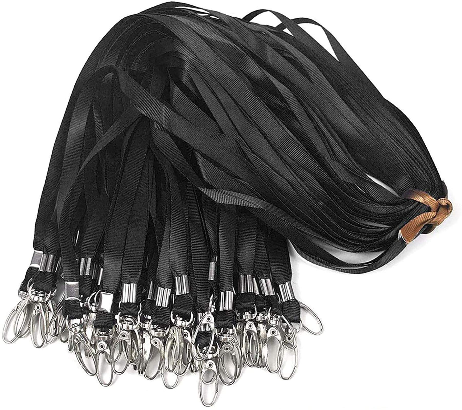 Black Lanyards 100Pcs 17.5 Inch Nylon Lanyard,Lanyards Swivel Hooks Clips Great For Id Name Tags Badges/Key Chains