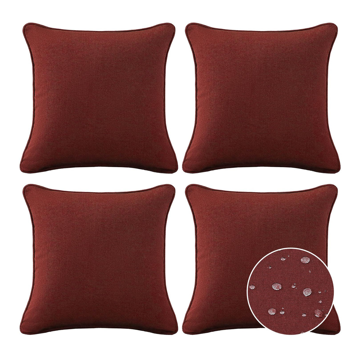 Sunbrella Decorative Outdoor Waterproof Throw Pillows With Inserts, Set Of 4, 18' X18' Pillows For Patio, Backyard, Bed, Couch