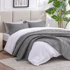 Love'S Cabin Quilts For Queen Bed Grey Bedspreads Bedding Set - Summer Quilt Lightweight Microfiber Bedspread - Wave Pattern Bed