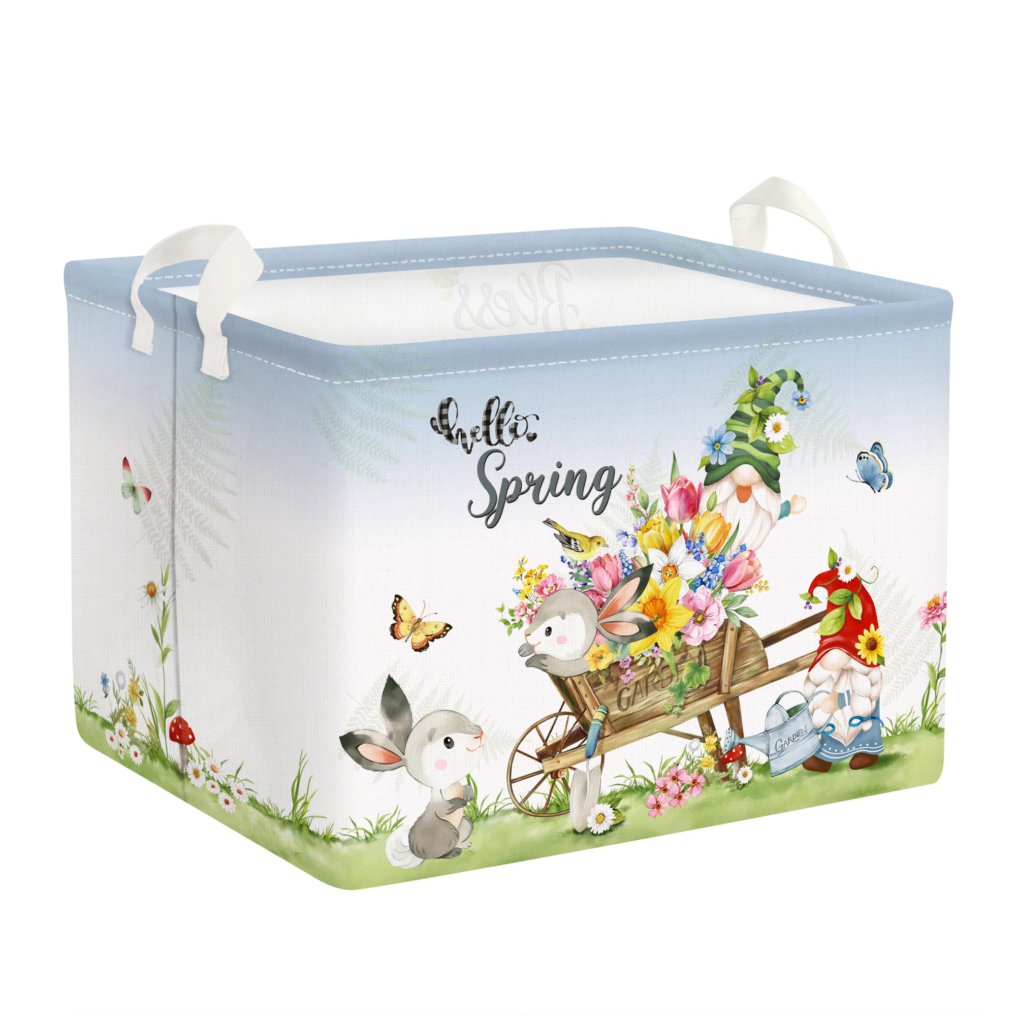 Clastyle Rectangle Butterfly Bird Flower 4th July Gift Basket Daisy Sunflower Violet Tulip Shelf Basket Garden Truck Gnome Bunny