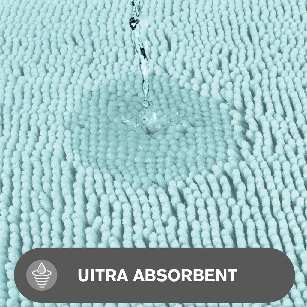 Pureswan Aqua Bathroom Rugs - Absorbent And Washable Bath Mat, Non-Slip, Thick Soft Chenille Bath Rugs For Bathroom Floor, Showe