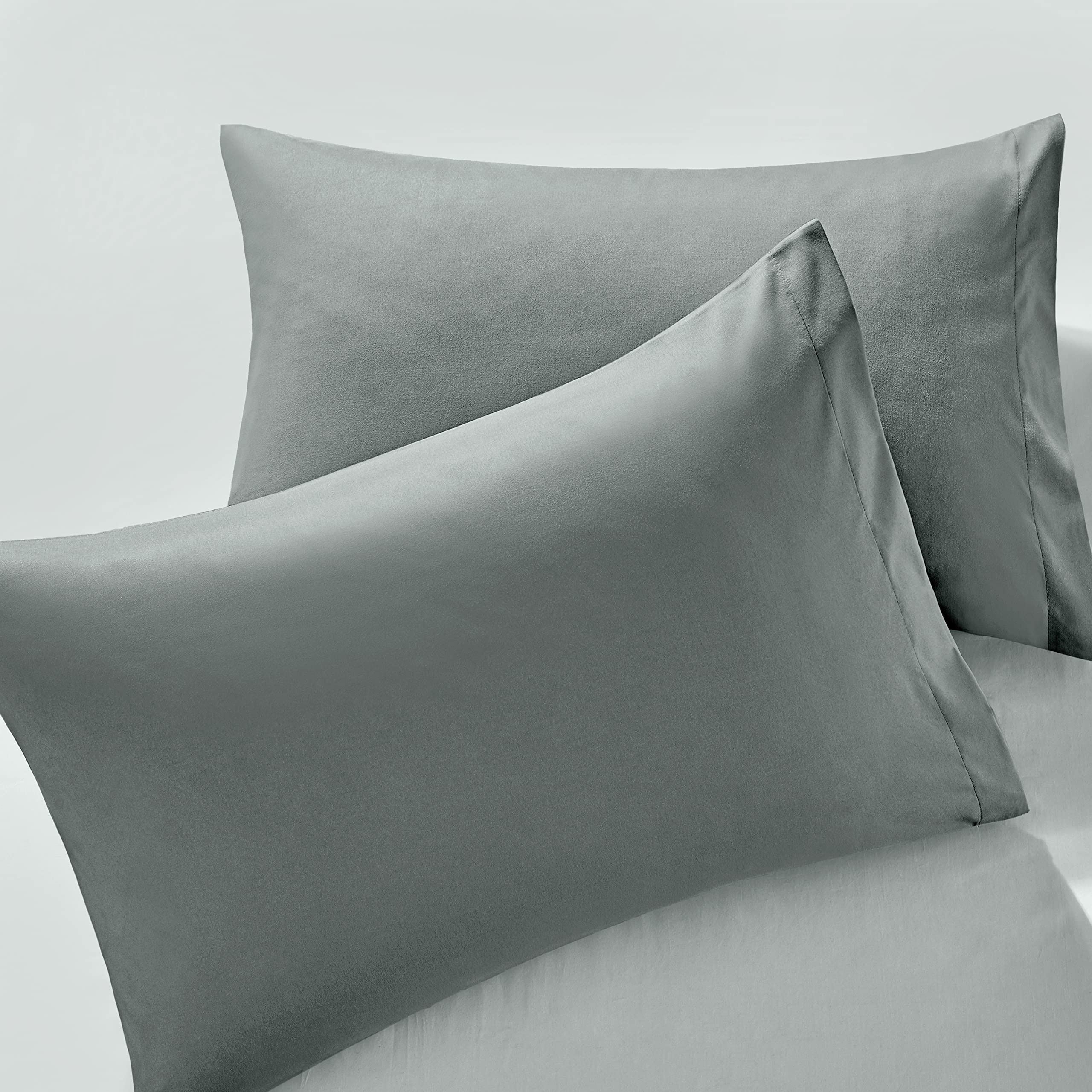 Milvowoc 2Pcs Brushed Microfiber Queen Pillowcases - 20 X 30 Inch, Dark Grey Pillow Case Set Non Slip Envelope Pillow Cover With