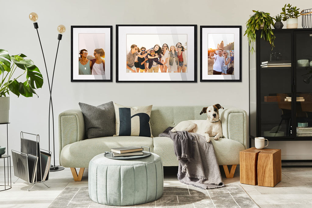 13X16 Frame Black Wood With White Mat | 15X18 Frame Matted To 13X16 | Display Your Photo Under Uv Acrylic Shatter Guard Front, W