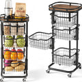 4 Tier Rotating Kitchen Storage Cart, Fruit Vegetable Potato Rack Stand