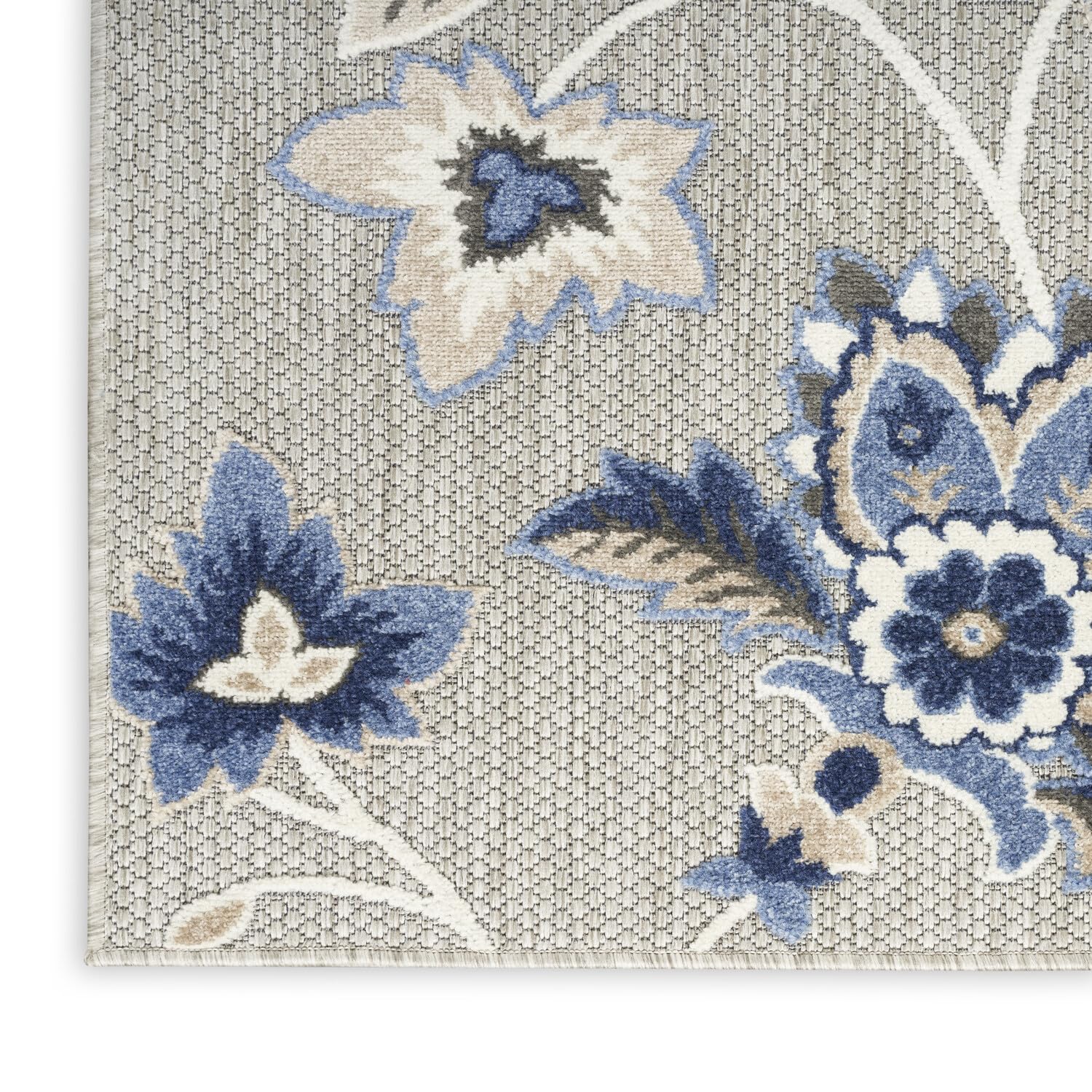 Nourison Aloha Indoor-Outdoor Blue/Grey 5'3' X 7'5' Area Rug, Easy Cleaning, Non Shedding, Bed Room, Living Room, Dining Room, Kitchen (5X7)