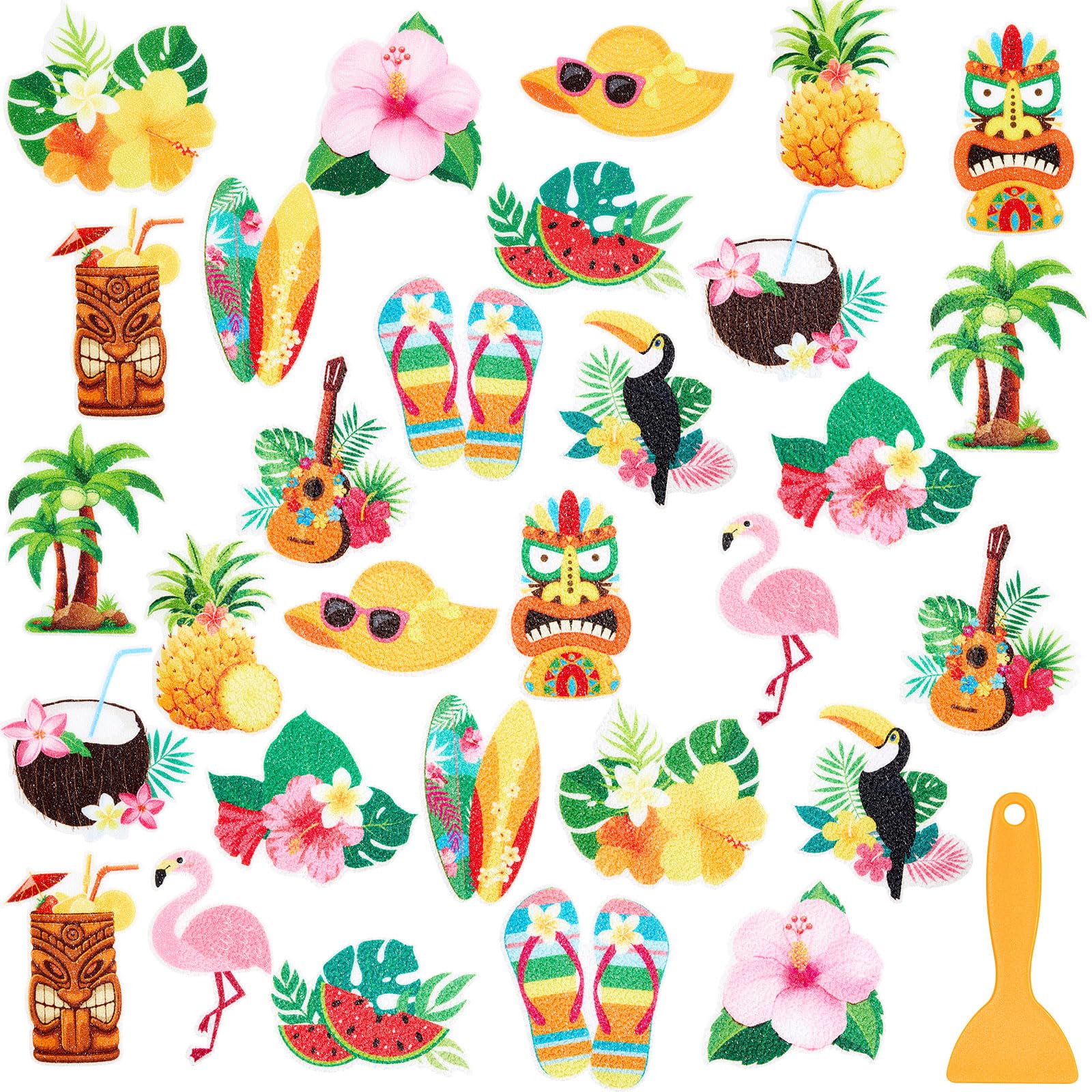 Fullhawl 30 Pcs Hawaii Non Slip Bathtub Stickers Colorful Hawaii Anti Slip Shower Stickers Shower Floor Nonslip Sticker Applique