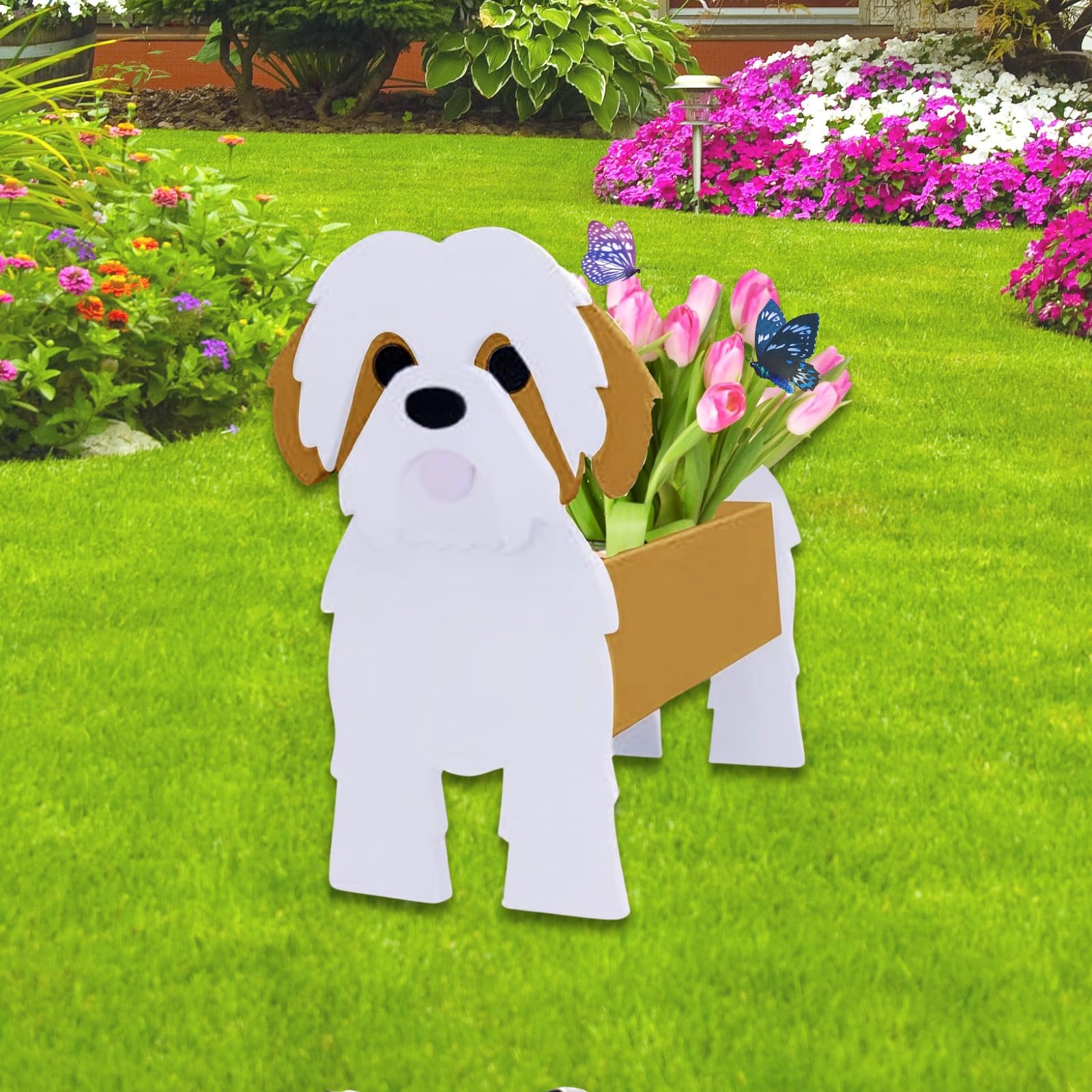 Strolfay Brown Shih Tzu Dog Planter Plant Pots,Cute Dog Flower Planter,Gifts For Pet Lovers,Unique Animal Plant Pots,Office,Indo