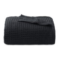 Bedsure 100% Cotton Large Throw Blanket For Couch - Waffle Weave Black Throw Blanket For Bed, Lightweight And Soft Fall Throw Bl