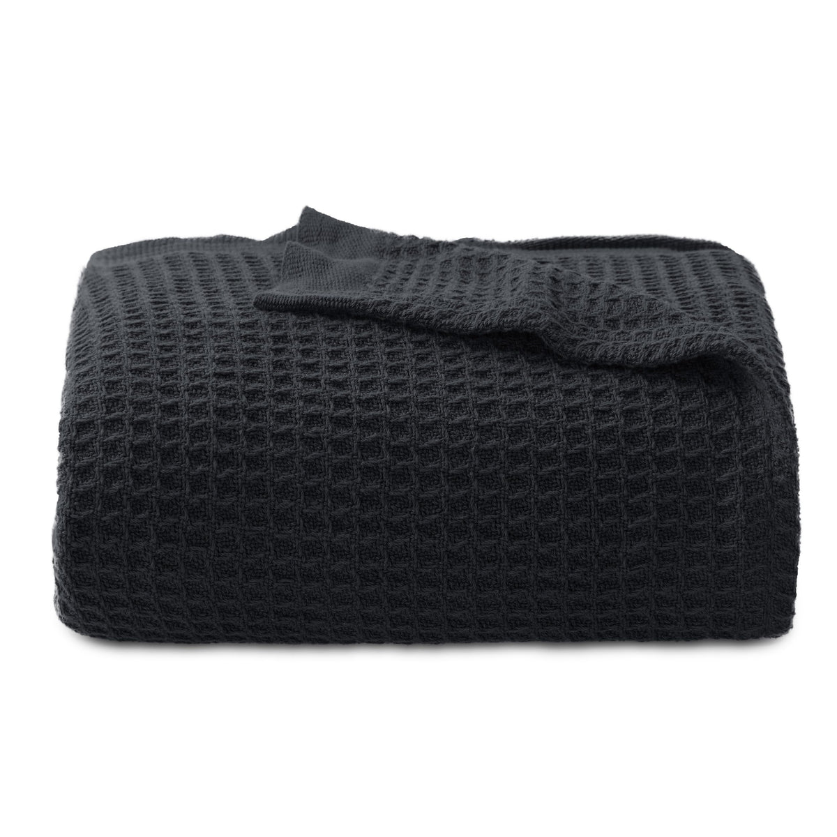 Bedsure 100% Cotton Large Throw Blanket For Couch - Waffle Weave Black Throw Blanket For Bed, Lightweight And Soft Fall Throw Bl