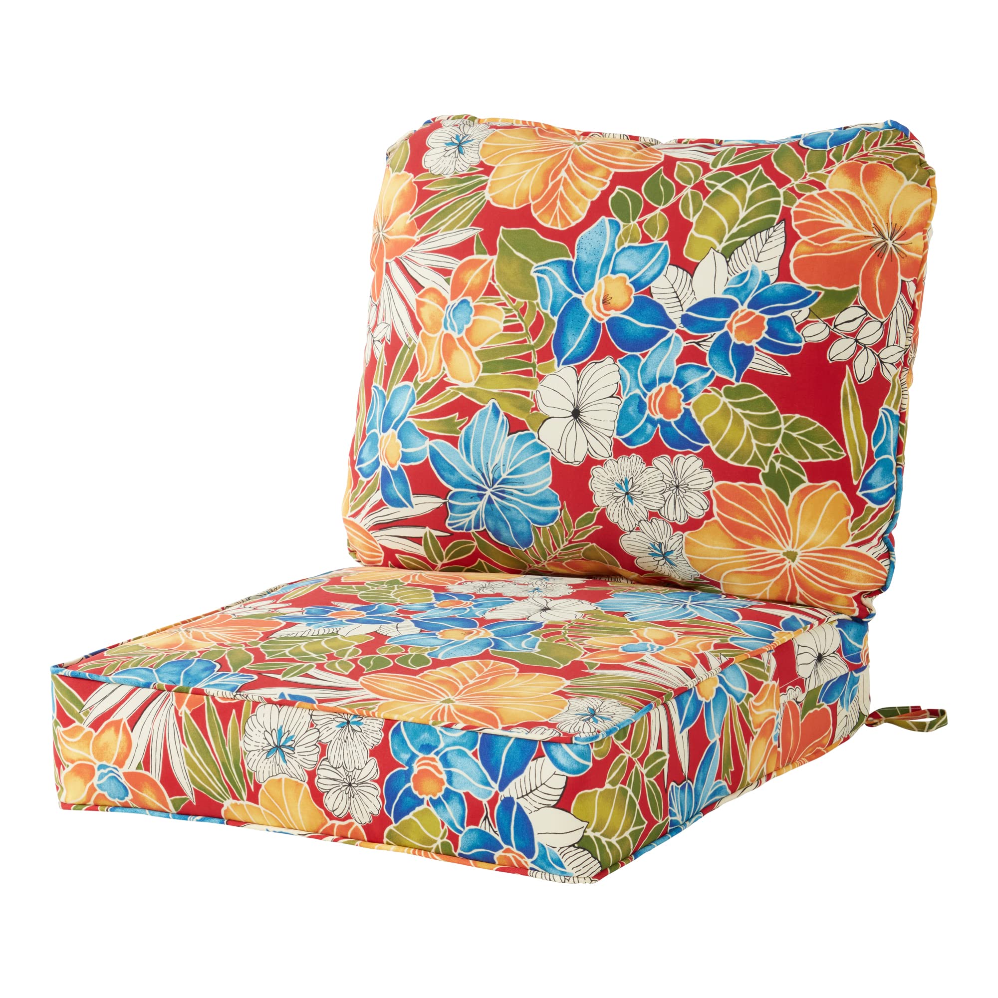 Greendale Home Fashions Outdoor Deep Seat Cushion, 2-Piece Set, Aloha Crimson
